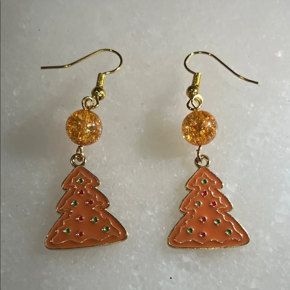 Festive Gingerbread Christmas Tree Earrings